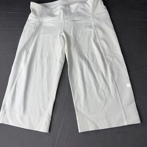 Lululemon taglia 8 culottes beate bianche capris gamba larga larghe larghe cropped boho - Foto 1 di 9