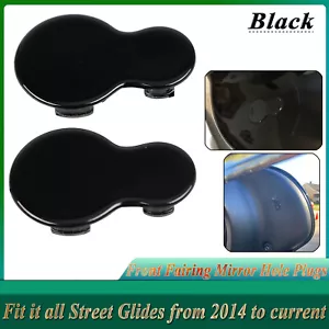 Black Front Fairing Mirror Hole Plugs For Harley Street Glide Special FLHXS 14+ - Picture 1 of 12