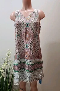 Nwt Cupshe Scoop Neck Shift Dress Women's Size L Multi Color Print - Picture 1 of 7