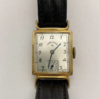 Lord Elgin Men's Black Leather Hand Winding Gold Watch