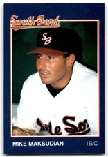 1988 Grand Slam Baseball Card Mike Maksudian c South Bend White Sox #10