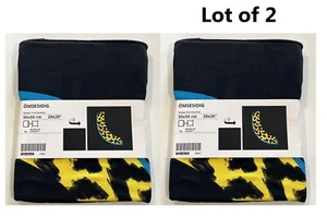 Lot of 2 IKEA OMSESIDIG  Pillow Cushion Cover 20" x 20" Black Yellow 505.460.55 - Picture 1 of 8
