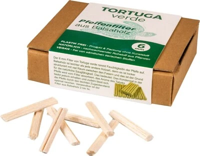 68 St. TORTUGA VERDE   BALSAHOLZ PFEIFEN NATUR FILTER - 6 mm - NEU - 101622 - Bild 1 von 2