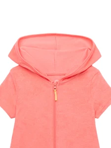 Wonder Nation Girls Terry Toweling Hooded Zip Swimsuit Coverup Dress with UPF50+ - Picture 1 of 11