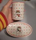 RARE HTF Dayton Hudson's SANTA BEAR 1986 Bathroom Set, Cup, Pedestal Soap Dish