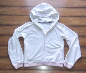 YMI ~ Y2K 2000's Vintage! ~ Baby Pink Velour Velvet Hooded Zip Cropped Jacket - Picture 1 of 2