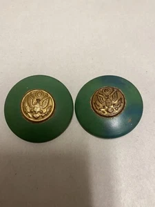 Vintage WW1 Military Dress Buttons 2 Wooden Back  - Picture 1 of 8