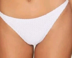 Andie Swim weiß gehäkelt strukturiert The Tropez Bikinihose Größe Large neu mit Etikett Demi M - Bild 1 von 4
