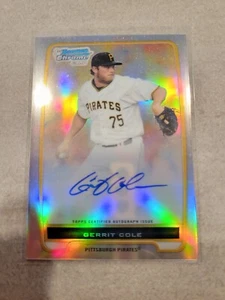 2012 Bowman Chrome Gerrit Cole 1st Rookie (RC) Refractor Autograph #027/500 - Picture 1 of 3
