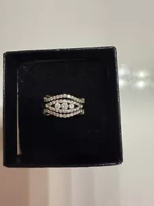 Diamond Rings Three Stone And Diamond Ring Guard - Picture 1 of 11