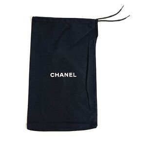 CHANEL Dust Bag Drawstring Pouch Black 7.5”h x 12.75”w Authentic