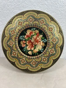 Dutch Cookie Tin Vintage 70's Embossed Floral Design Made In Holland Sewing Box - Picture 1 of 10