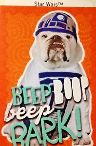 STAR WARS Thema, Geburtstagskarte, für Kind, R2-DOG 2 Piepton Boop RINDE! Hallmark S10 - Bild 1 von 3