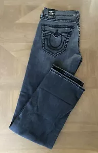 $178 True Religion Hombre Hombre Con Solapa de 5 Bolsillos Logotipo Rectos Cremallera Negro 32x32 - Imagen 1 de 8