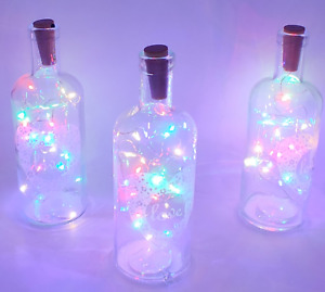 Clear Glass 'Love' Bottle Vase - With FREE Multi Coloured LED Cork light