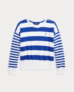 Nuevo con Etiquetas Polo Ralph Lauren Niñas Rayas Terry Francés Sudadera Azul/Blanco XL - Imagen 1 de 2