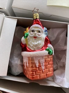 ALTE WELT WEIHNACHTEN VON INGE GLAS--Beschäftigter Weihnachtsmann im Schornstein 4126 Vntg Neu im Karton - Bild 1 von 3