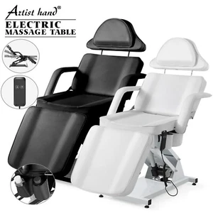 Black/White Electric Lift Massage Table Recline Facial Bed TattooBeauty SalonSpa - Picture 1 of 25