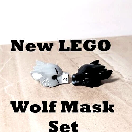 New LEGO Wolf Masks Dog Wild Lot of 2 Gray Scars Black Wise Gray Beard Fangs - Image 1 of 1