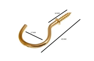 Cup Hook 32mm To Shoulder Total Length 45mm Brass Plated Eb With Pack Size 25 - Picture 1 of 1