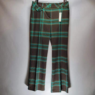 NUEVO Pantalones de vestir Trina Turk Rialto a cuadros marrón azulado talla 8 OFICINA FORMAL Foto 1 de 4