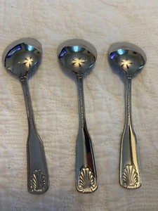 Soup Spoons The Cellar Stainless Steel Fiddle Shell Design Set Of 3. - Picture 1 of 5