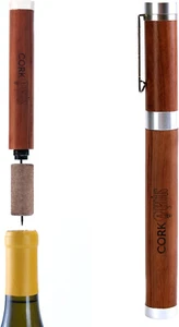 Cork Genius Pluma de Vino Mini, Bomba de Aire Abridor de Botellas de Vino Manual Compacto Pro Nogal - Imagen 1 de 7