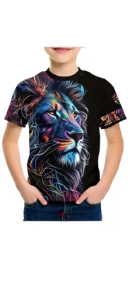 Nueva Camiseta Niño León Talla 9-10 Colorida Vibrante Divertida Foto 1 de 3