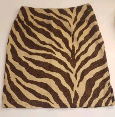 Falda Lápiz Liz Claiborne Petite Marrón Estampado Animal Cebra Para Mujer 10P Carrera Foto 1 de 4