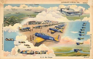 Postal Aviación Cuerpo Aéreo de Estados Unidos Langley Field VA Lino 1941 - Imagen 1 de 2