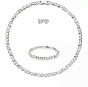 Tennis Halskette Ohrringe Rhodium Braut Hochzeit Armband Set inspiriert 3-teilig - Bild 1 von 1
