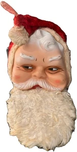 Vintage Bijou Spielzeug Gummi Gesicht Weihnachtsmann Strumpf Pyjama Reißverschluss Tasche 50er - Bild 1 von 12