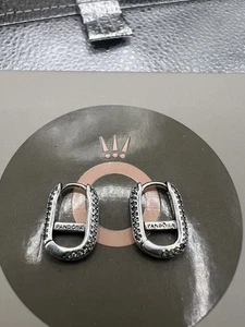 Pandora ME Pave Link Hoop Earrings Pair Ale S925 - Picture 1 of 2