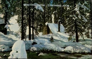 Channing,MI Greetings Dickinson County Michigan Postcard - Picture 1 of 2