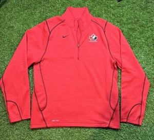 Vintage Canada Nike Dri Fit Hockey Quarterzip Pullover Shirt Red Mens Medium - Picture 1 of 12