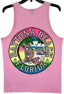 Vintage 80s Salty Dog Surf Shop Daytona Beach Tank Pink Surf Neon Size Large USA - Imagen 1 de 10