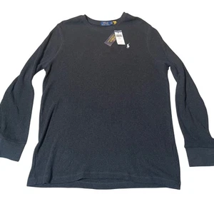 Neu mit Etikett Polo Ralph Lauren langärmliges Thermohemd Waffelstrick für Herren schwarz XL T46 - Bild 1 von 8