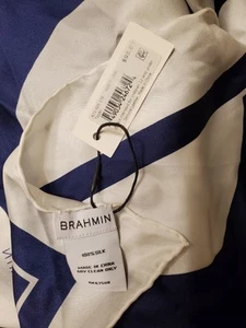 NWT Rare Brahmin 100% Silk Scarf 70inx70in Blue and White Tegan - Picture 1 of 3