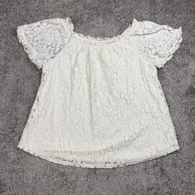 Blusa para mujer 1X encaje manga corta forrada top floral superposición cottagecore romántica Foto 1 de 4