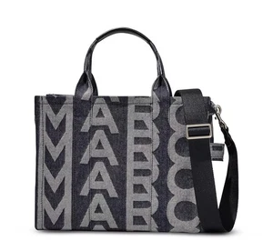 MARC JACOBS The Monogram Medium Denim Tote - Grey/Blue Wash - Picture 1 of 10