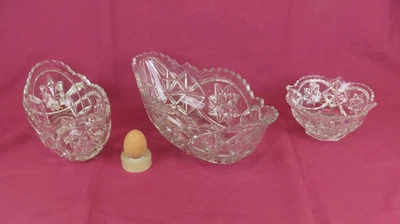 3 COPPE DI CRISTALLO MOLATO VINTAGE CENTROTAVOLA DECORAZIONE TAVOLA SR5 - Immagine 1 di 4