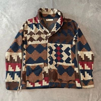 Suéter Levis Para Hombres Mediano Marrón Kuna Cárdigan Azteca Suroeste Vellón Chal Foto 1 de 4