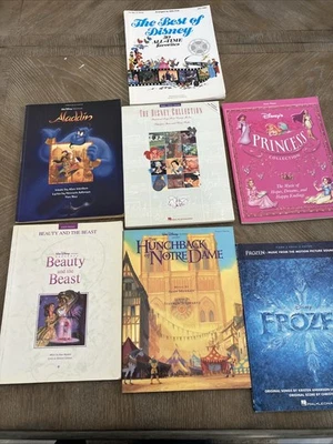 Lot Of 7 Disney Collection Sheet Music Song Book Piano Vocal Frozen Beauty Beast - Image 1 of 4