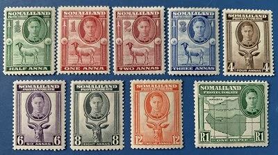 SOMALILAND PROTECTORATE 1942  Full face Short Set to 1r. SG105-113 Mint Cat £20+ - Image 1 of 2
