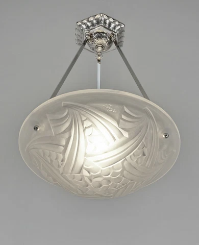 DEGUE : FRENCH 1930 ART DECO CHANDELIER pendant Negra lamp muller era 1925 Cover