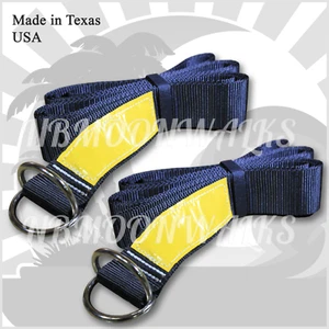 2er Set Hüpfburg Riemen 2"x15' lange D-RINGE mit gelbem Vinyl Etikett - Bild 1 von 2