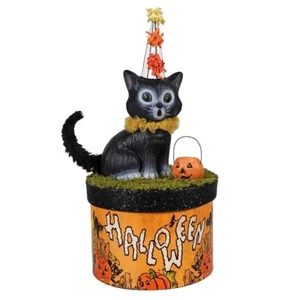 Bethany Lowe Design Halloween Zirkus Cecil Katze auf Box Jack O Laterne Urlaub NEU - Bild 1 von 3