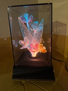 Vintage 1980s Fiber Optic Light Up Flower Diorama Box Lamp Color change as shown - Picture 1 of 12