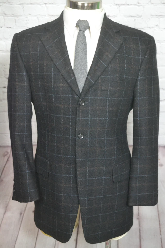 Arnold Brant Mens Black Check CASHMERE Sport Coat Blazer Jacket SIZE 40R - Image 1 of 4