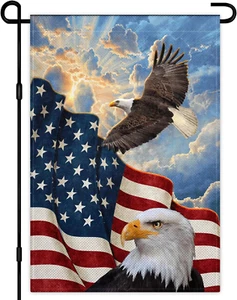 4Th of July Patriotic Garden Flag 12X18 Inch Independence Day and America Eagle - Picture 1 of 7